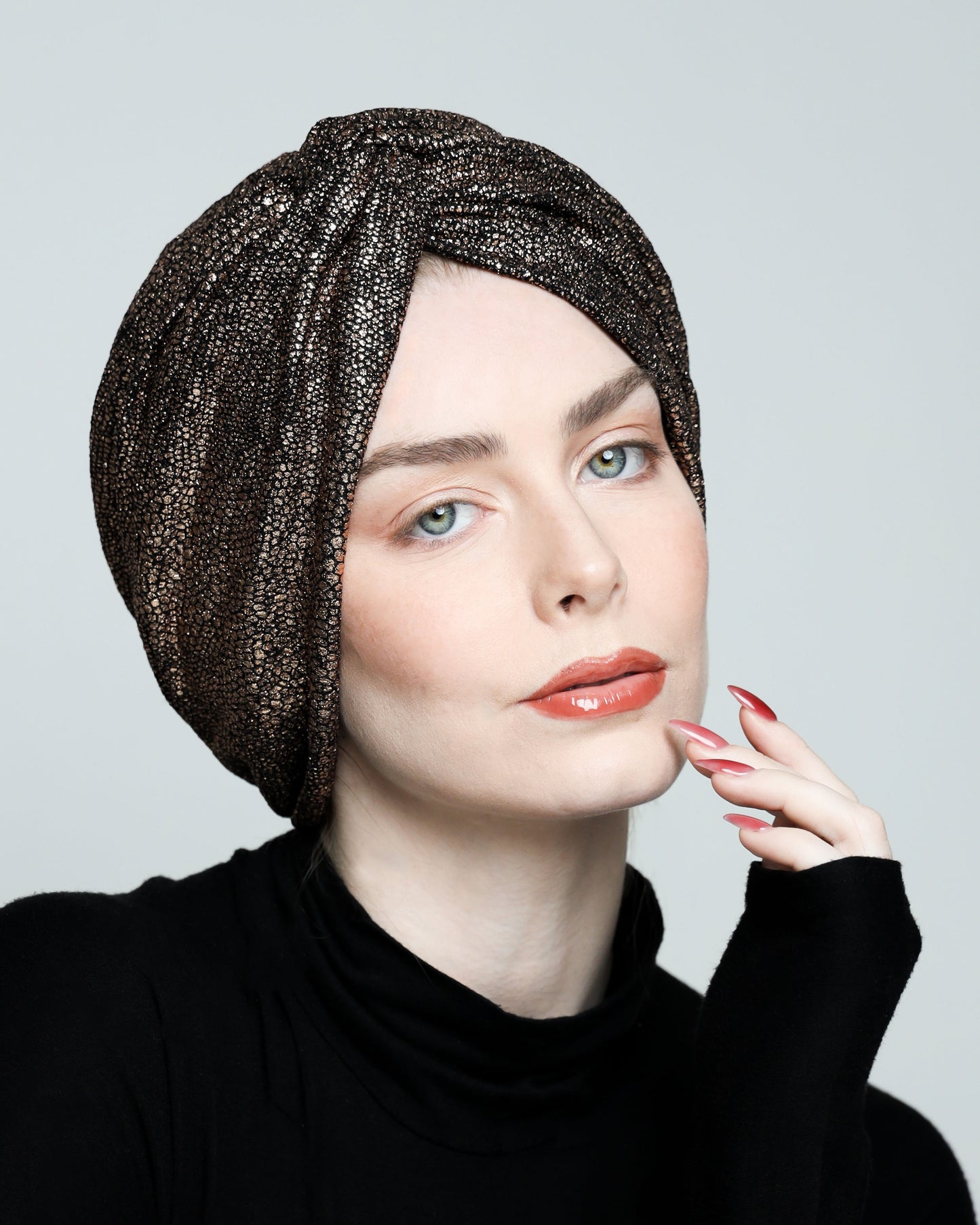 Metallic golden rose Turban
