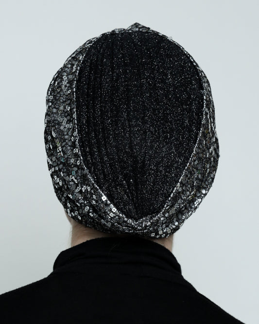 Silver metallic turban