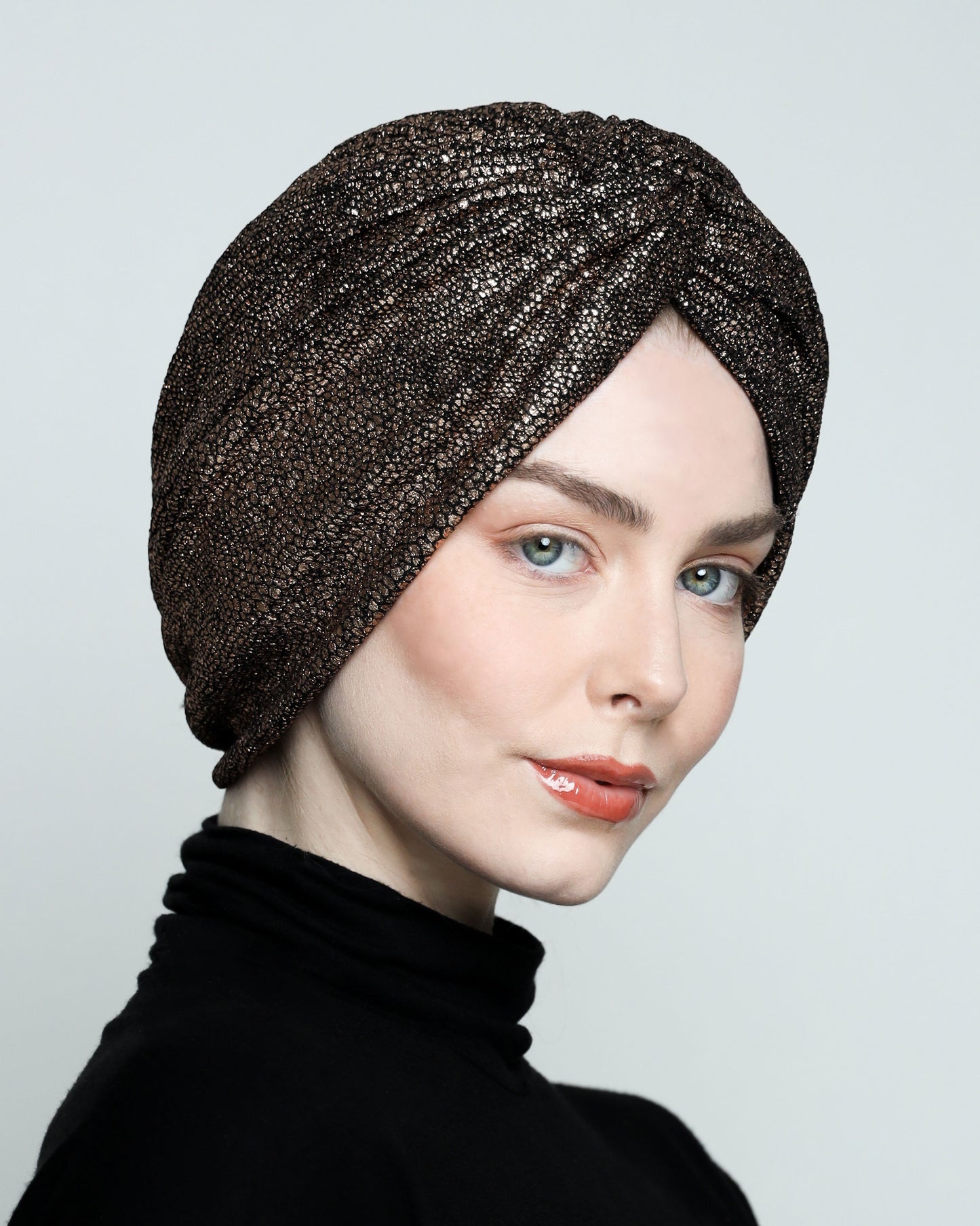 Metallic golden rose Turban