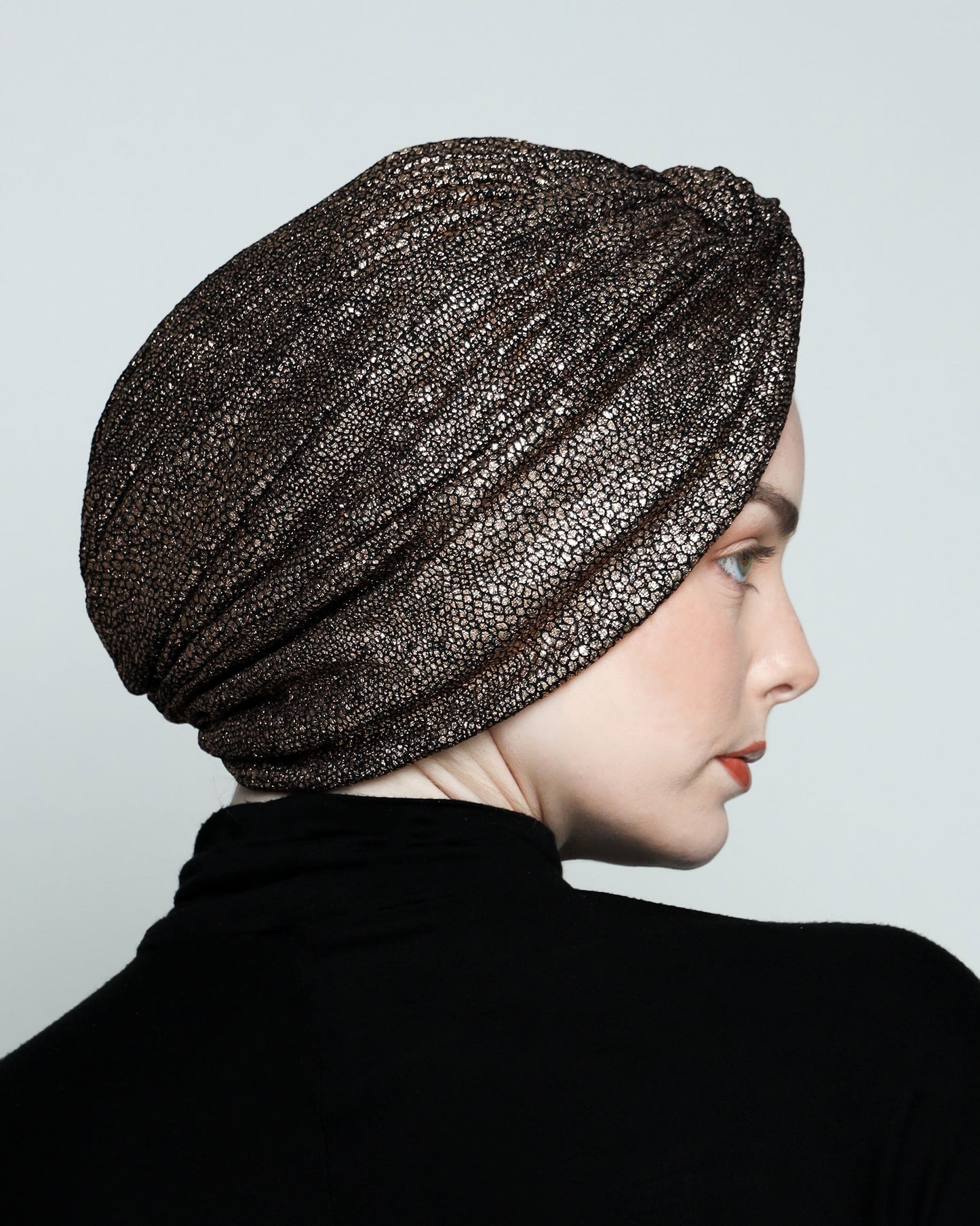Metallic golden rose Turban