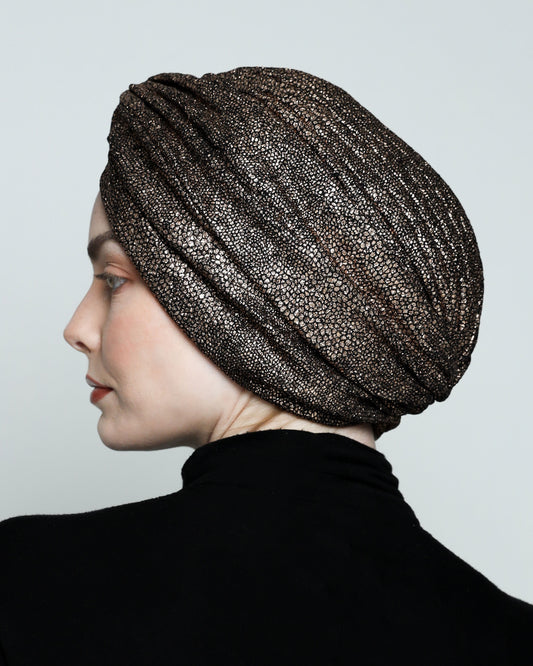 Metallic golden rose Turban