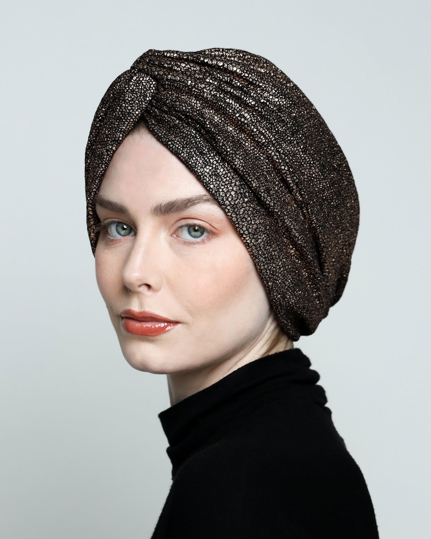 Metallic golden rose Turban
