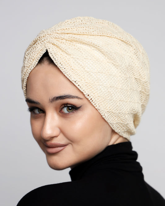 Beige knitting Turban