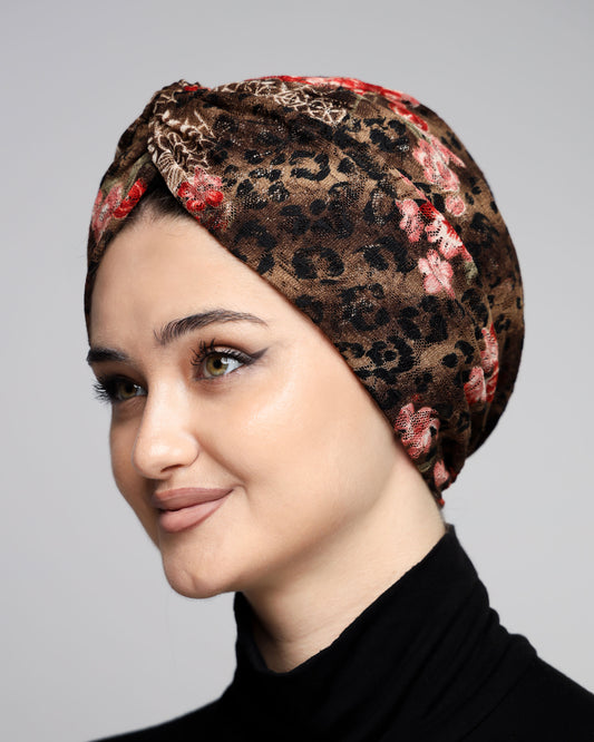 Tulle Leopard Print Turban