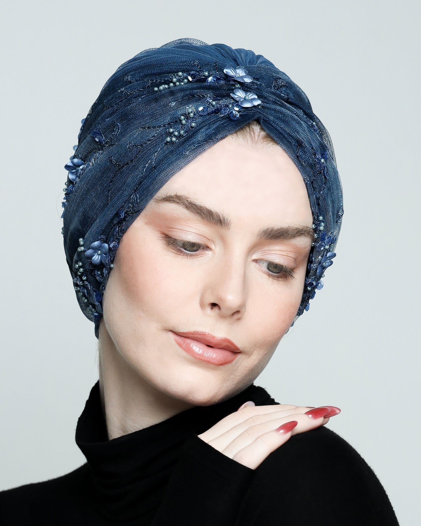 Beading Flowers Turban