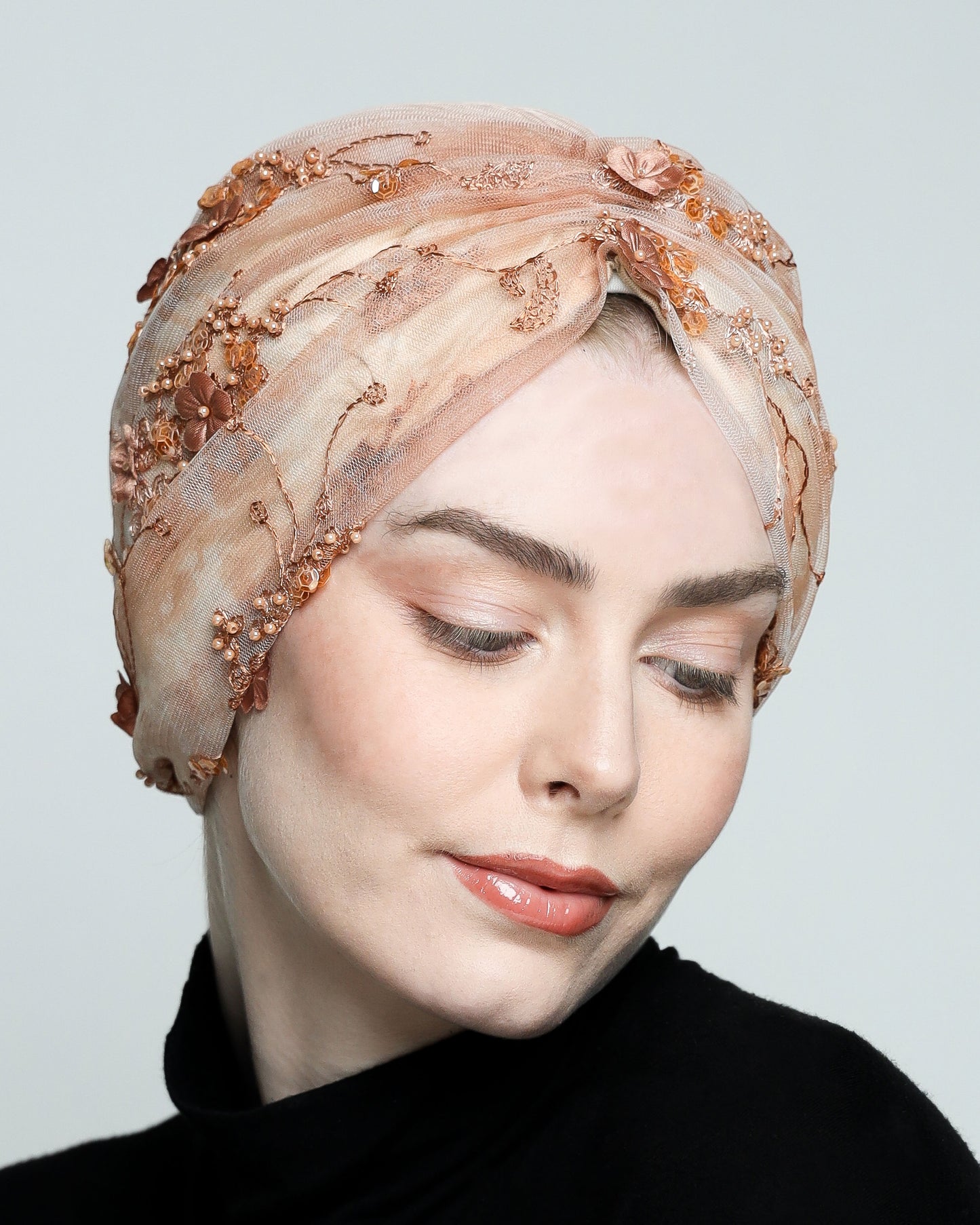 Beading Flowers Turban 01