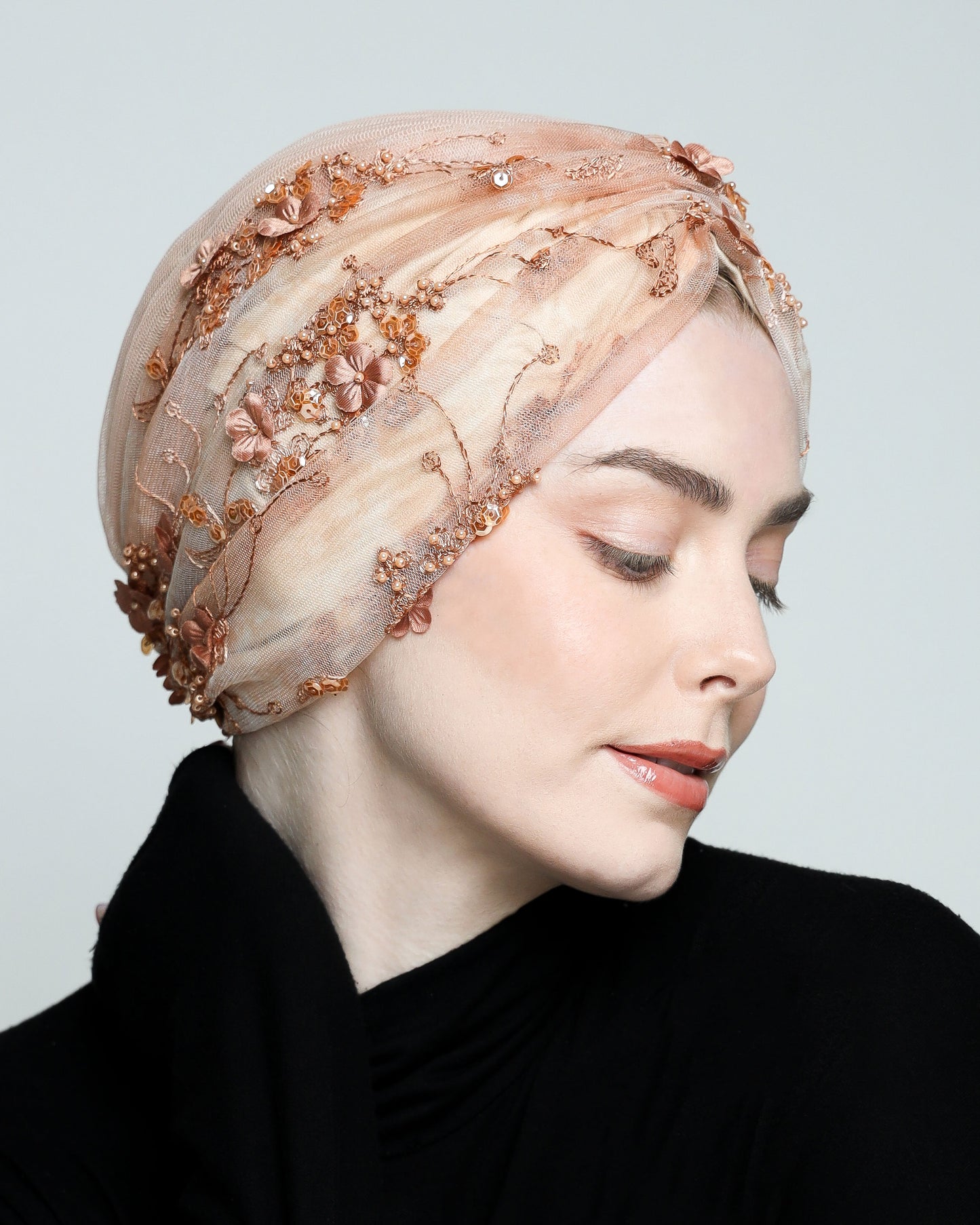 Beading Flowers Turban 01