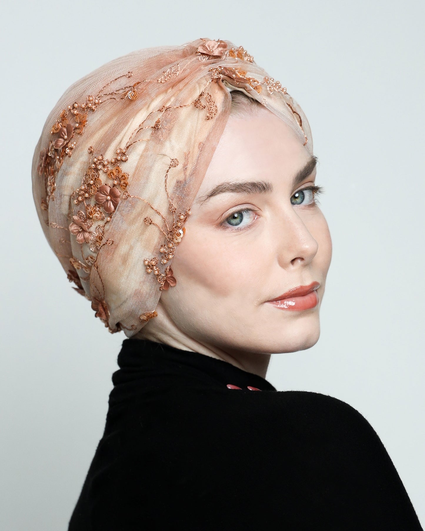 Beading Flowers Turban 01