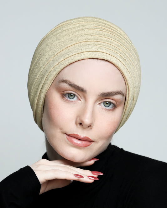 Glowing Gold Pleats Turban