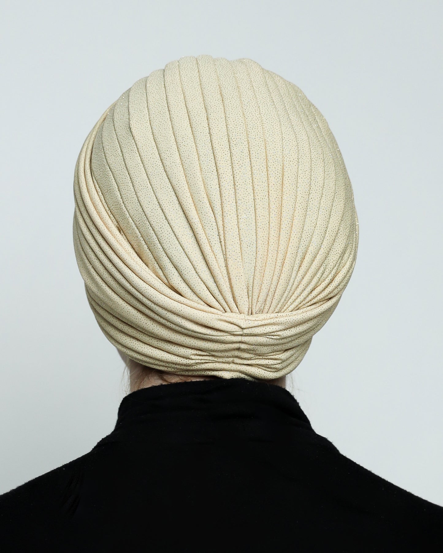 Sparkling Golden Beige Twisted Turban