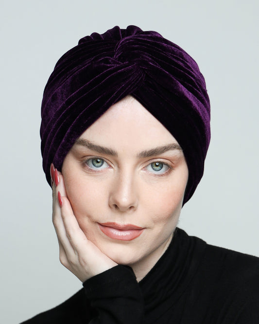 Twisted velvet lines turban