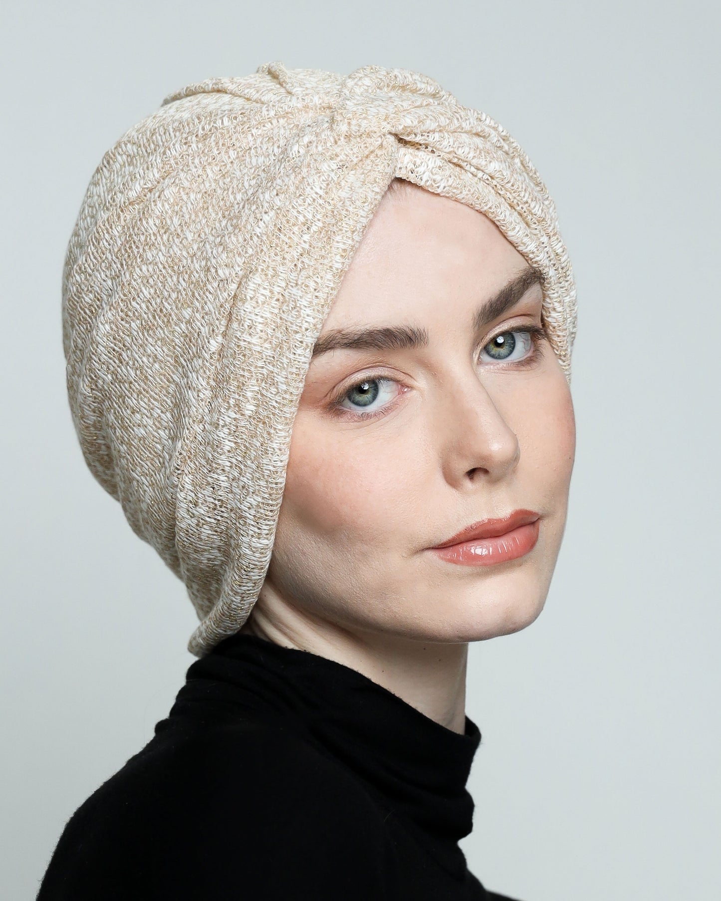 Golden off-White Twisted Turban