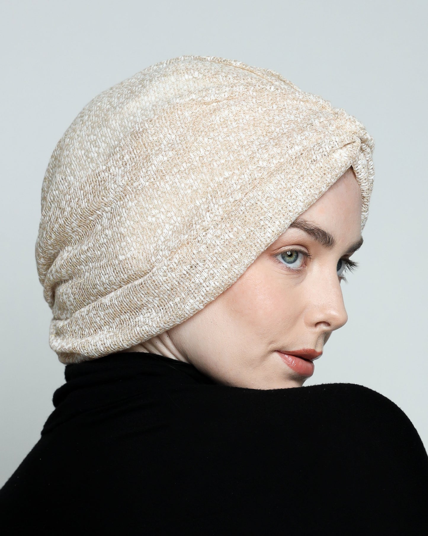 Golden off-White Twisted Turban