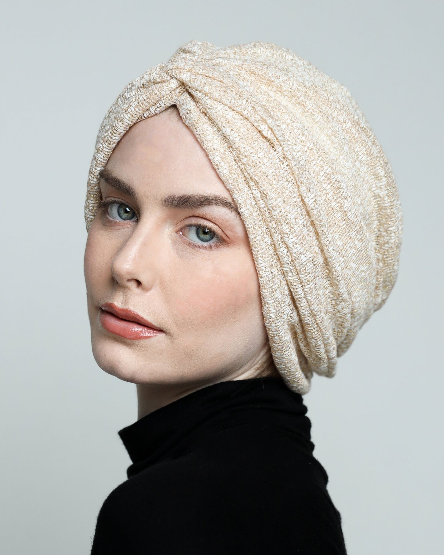 Golden off-White Twisted Turban