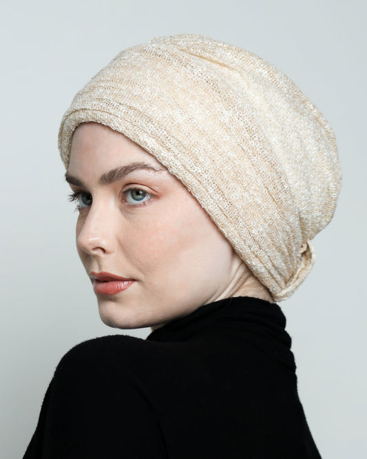 Golden off-White Pleats Turban
