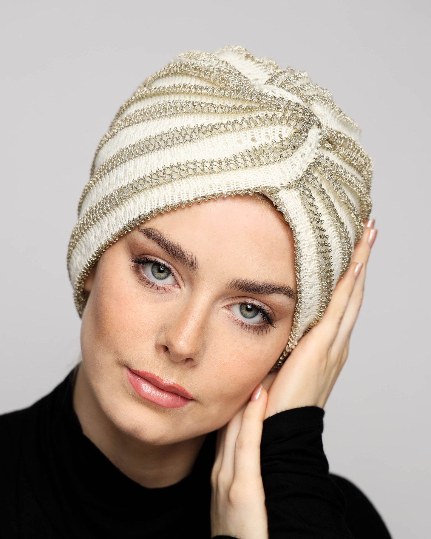 Golden off-white knitting Turban