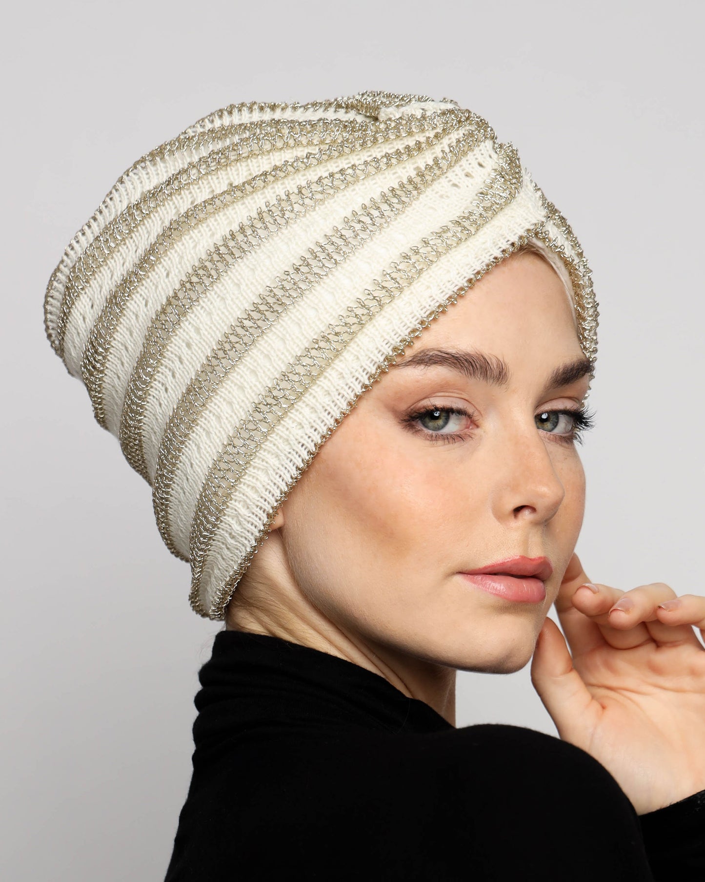 Golden off-white knitting Turban