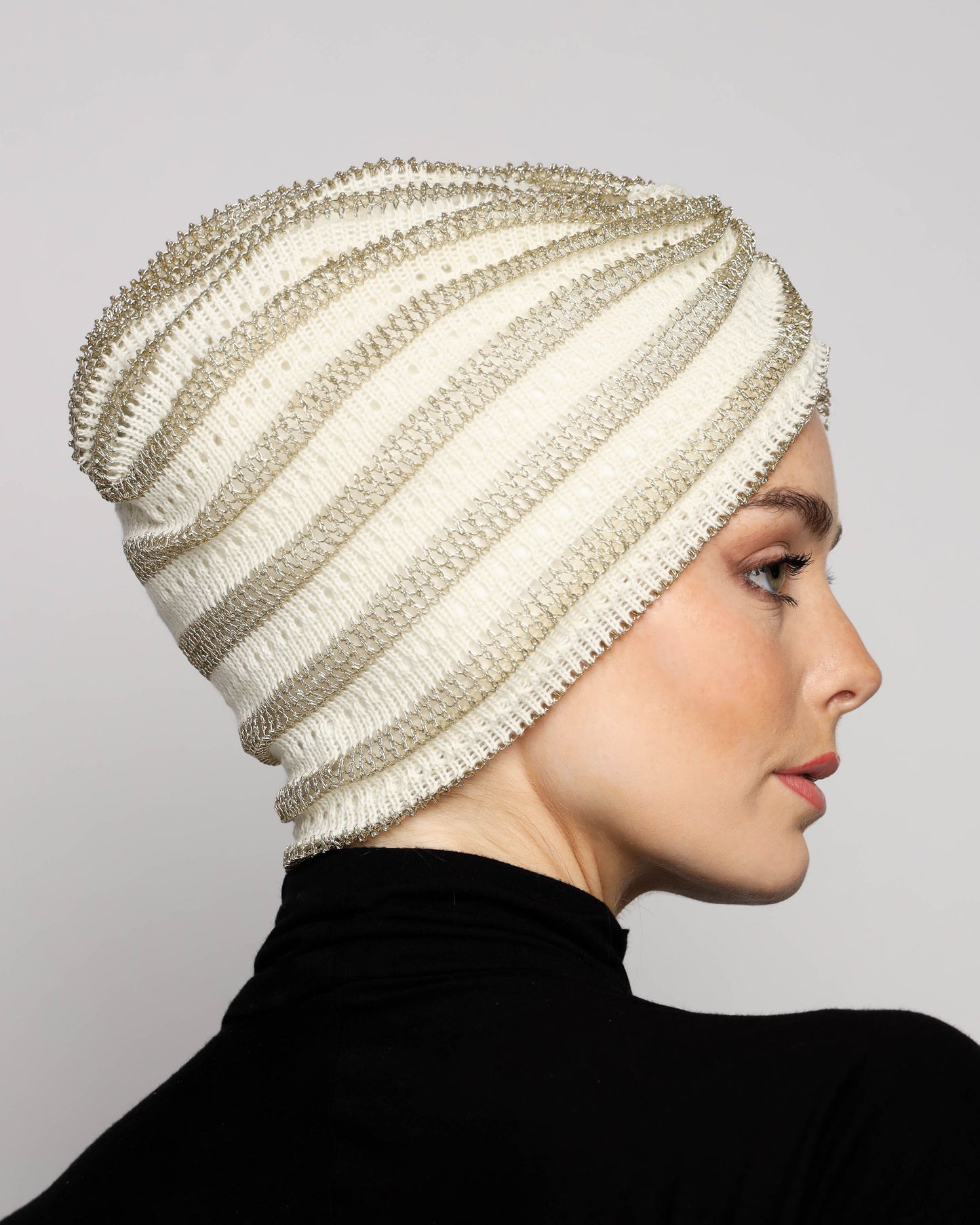 Golden off-white knitting Turban