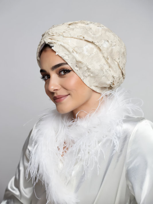 Bridal Sequined Lace Turban
