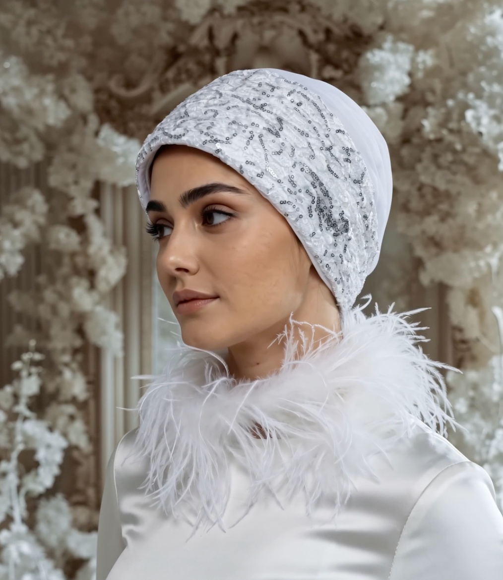 Bridal Pleats Sequined Turban