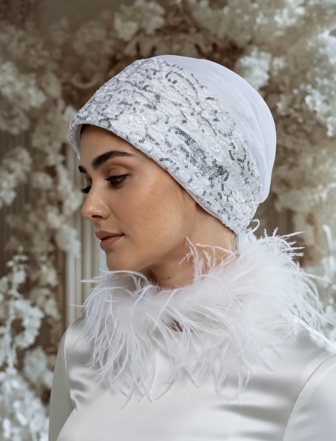Bridal Pleats Sequined Turban
