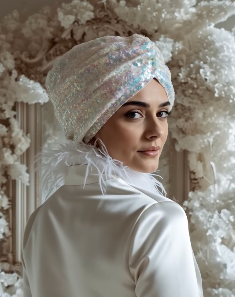 Bridal Rainbow Sequin Turban