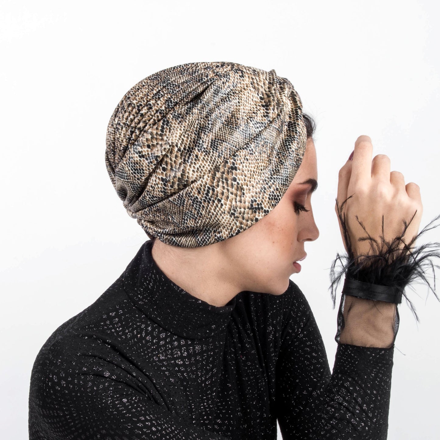 snake leather turban