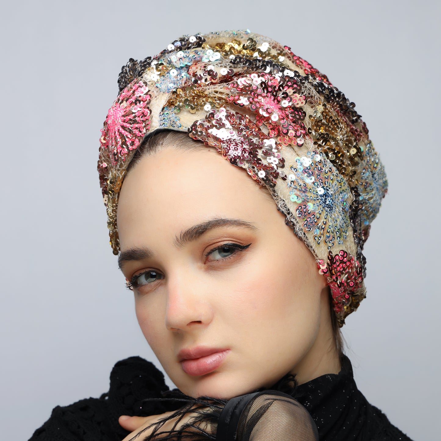 Flowers Sequin Turban