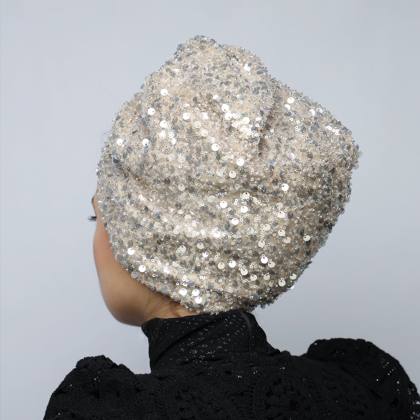 Glowing sequin turban