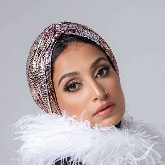 Metallic Leopard Pink Turban