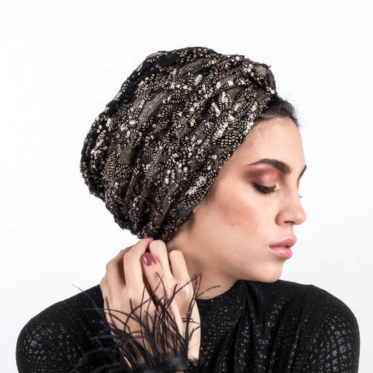 Glowing sequin turban
